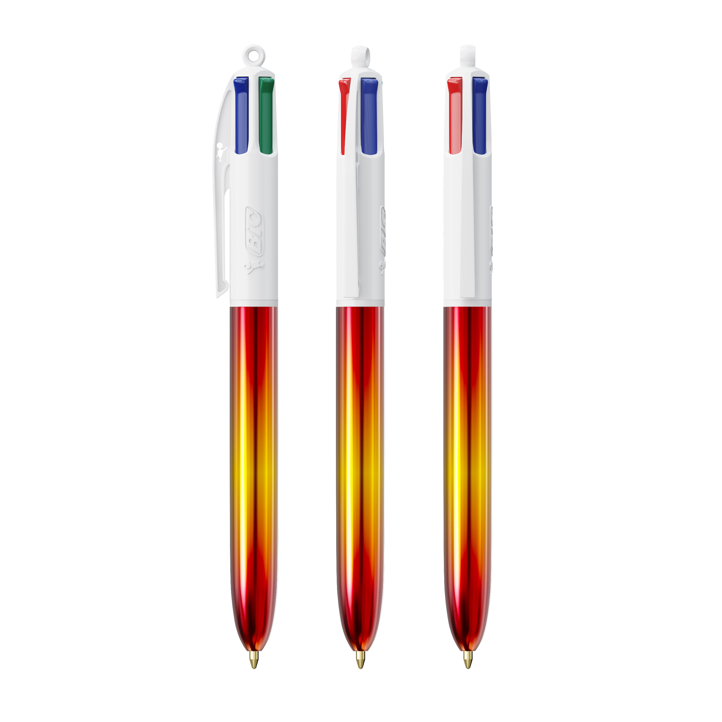 Stylo 4 couleurs publicitaire avec lanyard BIC® Flags Collection Rouge - jaune - rouge